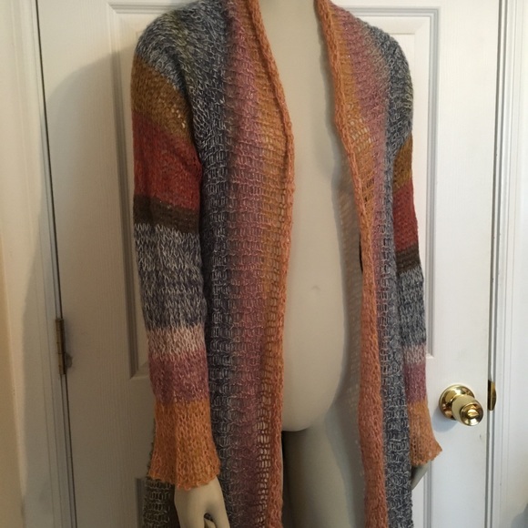 Knitted & Knotted striped cardigan multi color with Lurex Large - Picture 3 of 8